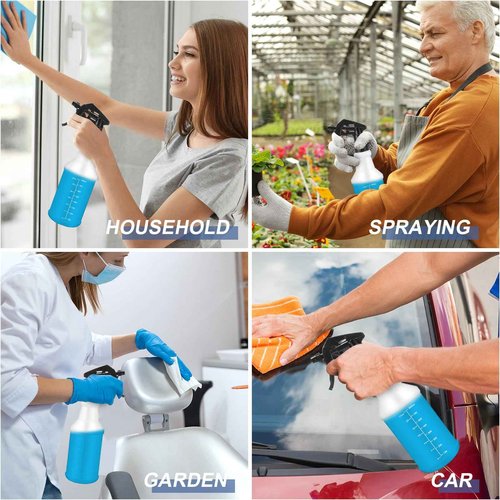 Gandeer 10 Pack Spray Bottles 16 oz Empty Water Spray Bottles for Cleaning Heavy Duty Refillable Squirt ‌Container with Measurements Adjustable Nozzle for Household(Black,Stylish Style)