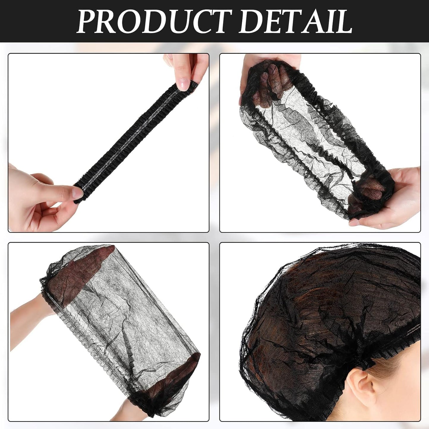 Disposable Bouffant Cap 100 Pcs, 21inch Hair Net, Non-woven Elastic Dust Bouffant Cap Hair Nets for Food Service Workers Kitchen Labs & Beauty Salon Shower Cap for Women