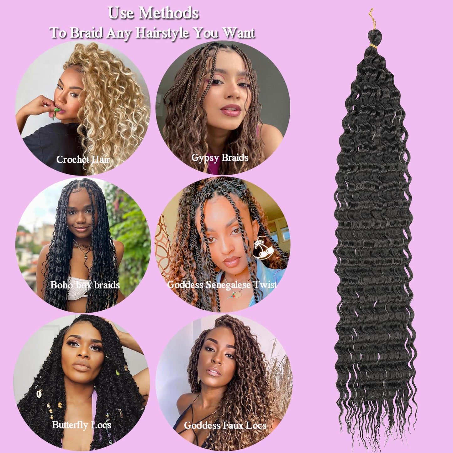 ZRQ 30 Inch Brown Ocean Wave Crochet Hair Extensions 7 Packs Deep Wave Crochet Synthetic Hair Long Curly Wavy Deep Twist Crochet Braiding Hair For Black Women #30