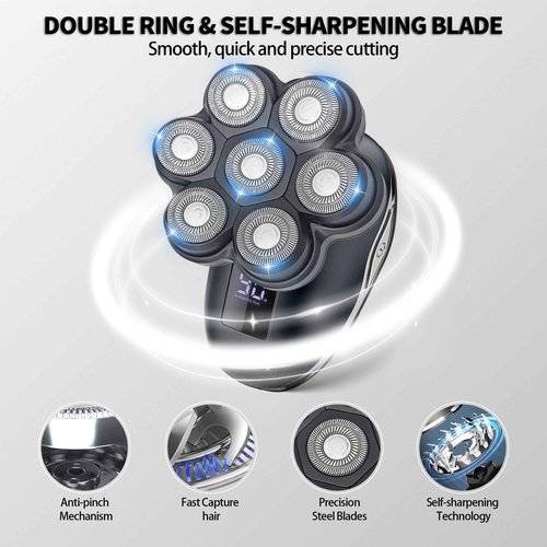 UPTARD 2025 New Upgrade Magnetic Head Shavers for Bald Men, Electric Razor for Men, Mens Shaving with Nose Hair Sideburns Trimmer, LED,Travle Lock