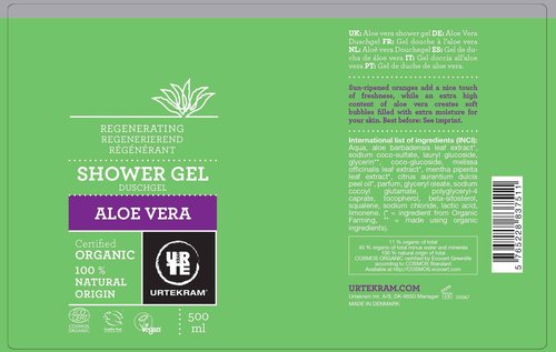 Urtekram Aloe Vera Showergel, 500 ml