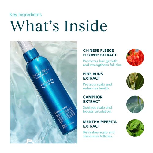 Celgen Advanced Hair Tonic – Scalp Clarifying Spray for Hair Thickening - Soothing Deep Clean Tonic for Thinning Scalp, Nourishing Daily Care with Menthol Refresh and Botanical Extracts (5.07 fl oz)