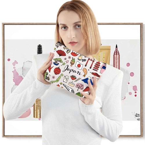 LEVLO Japan Travel Pouch - Zipper Pouch Bag for Souvenirs & Gifts, Japanese Trip Theme