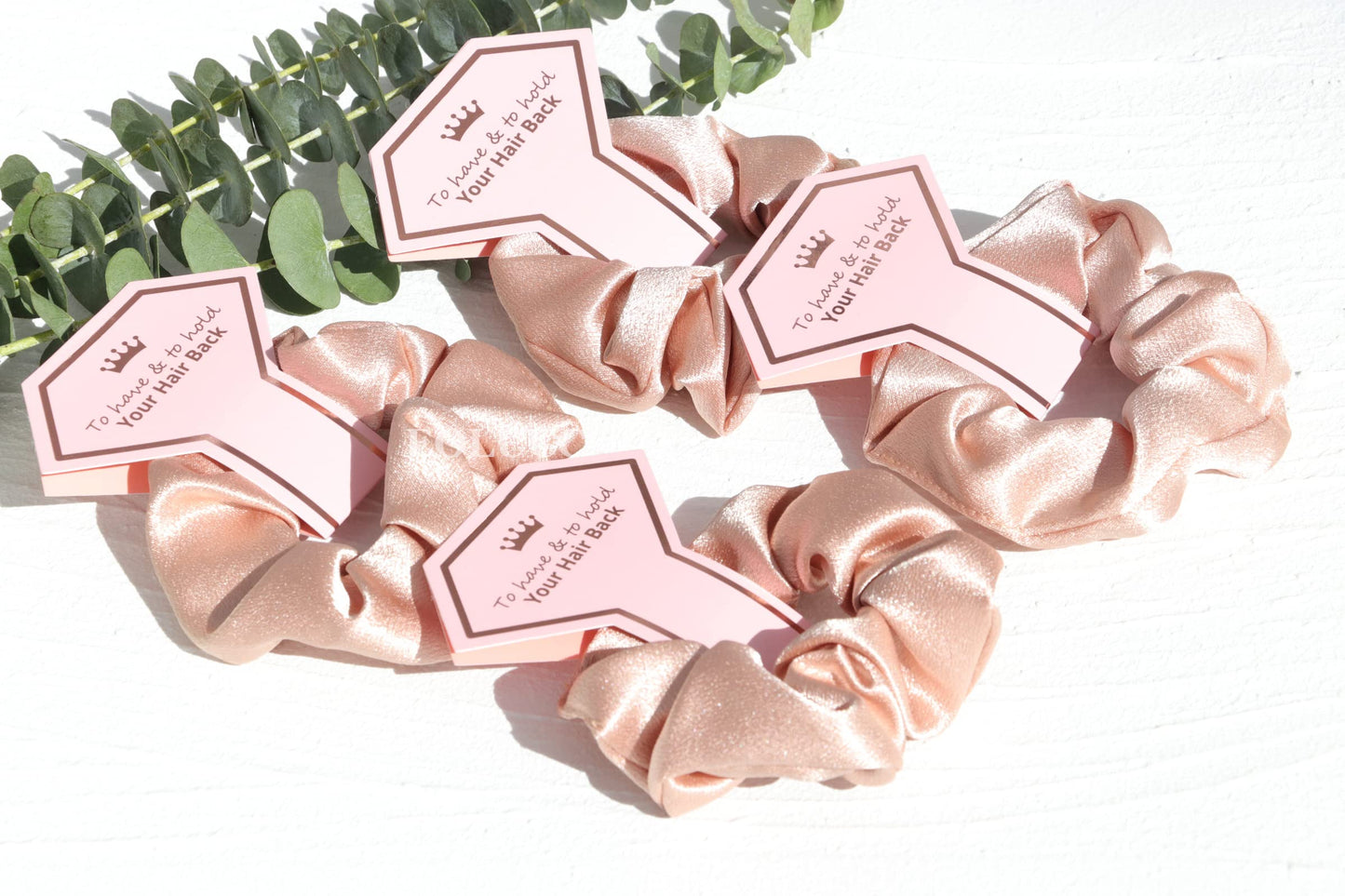 8 PACK Bridesmaid Proposal Gifts Bridesmaid Scrunchies Hair Ties Bachelorette Party Favors Bridesmaid Gift for Bridal Wedding Party -To Have and To Hold Your Hair Back (White & Champagne)