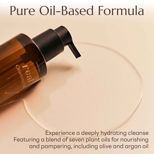 molvany Real Cleansing Oil - Korean Facial Cleanser, Whitehead, Blackhead & Makeup Remover - Complete Plant-Based Oil Cleanser Women Skincare - 6.76 fl. oz