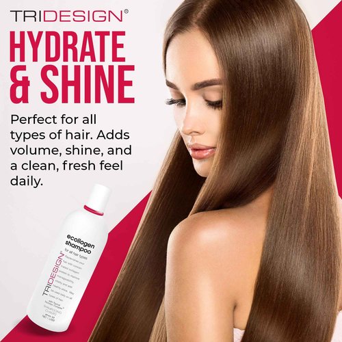 TRI Design Ecollogen Shampoo - Hair Shampoo For Natural Hair - Moisturizing, Hydrating - Gentle Hair Products, Thickening, Volumizing Shampoo - Liter (33.8 oz.)
