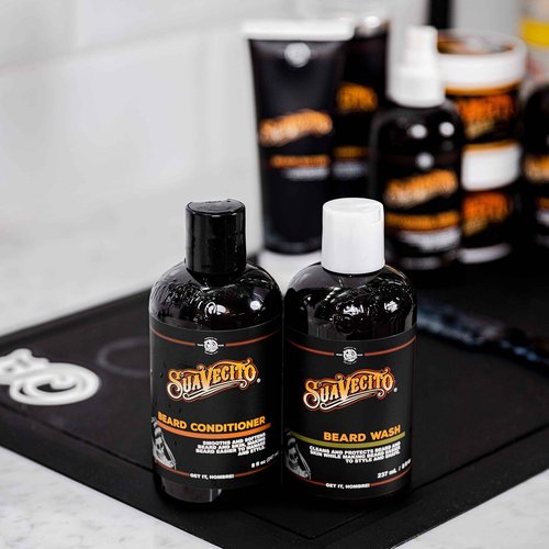 Suavecito Beard Wash Set Cleansing and Conditioning Beard Kit For Men (8 oz. each)
