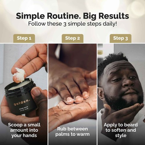 Golden Grooming Beard Balm | Unique Masculine Scent | Shea Butter for Beard Growth | Tames, Moisturizes & Styles – Fresh Scent, 4oz