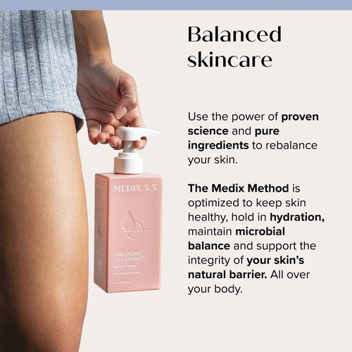 Medix 5.5 Hyaluronic Acid Hydrating Body Treatment Cream + Glycolic Acid Exfoliating Body Wash Set