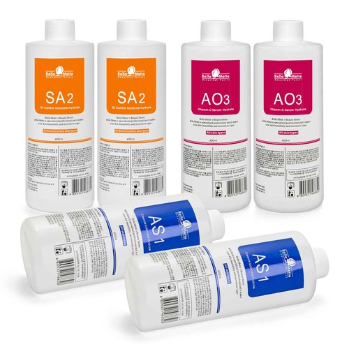 Elitzia 2 Set of Aqua Peeling Solution Hydro Facial Dermabrasion Machine Aqua Peel Serum Skin Care AS1 SA2 AO3 for Face Cleansing & Moisturizing 400ml/14.1Fl.oz (Set of 3 Bottles) ETYYS123