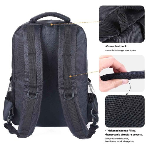 AIHOPESTO Barber Travel Backpack (Black, 17.7 x 12.6 x 7.5 inches), Air Cushion Design, Waterproof, High Capacity for Clippers and Supplies