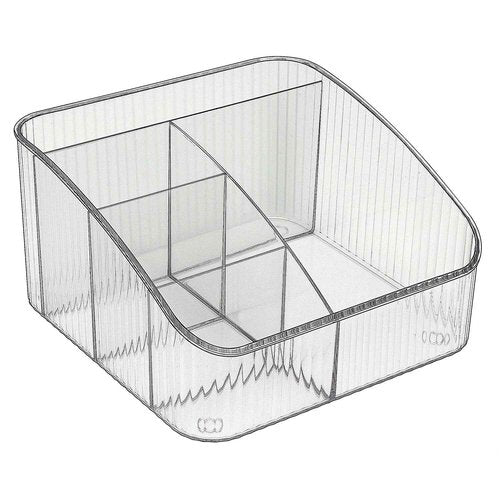 JessLab Makeup Organizer, PET Skincare Organizer with 5-Compartment Cosmetic Storage Makeup Organizer for Desk Wardrobe Bathroom Vanity Countertop, Transparent