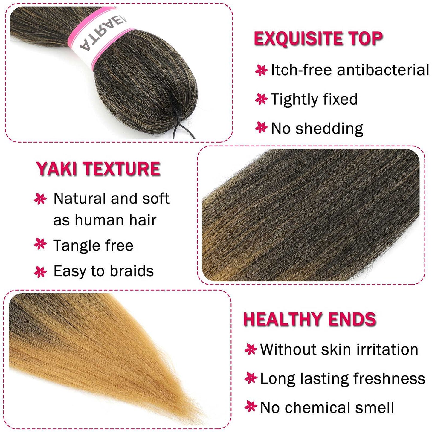 Pre Stretched Braiding Hair 8 Packs - 18 Inch Ombre Braiding Hair,Two Tone Yaki Texture Prestretched Crochet Braids Hair,Professional Synthetic Hair Extension Itch Free Hot Water Setting(18"T1B/27)