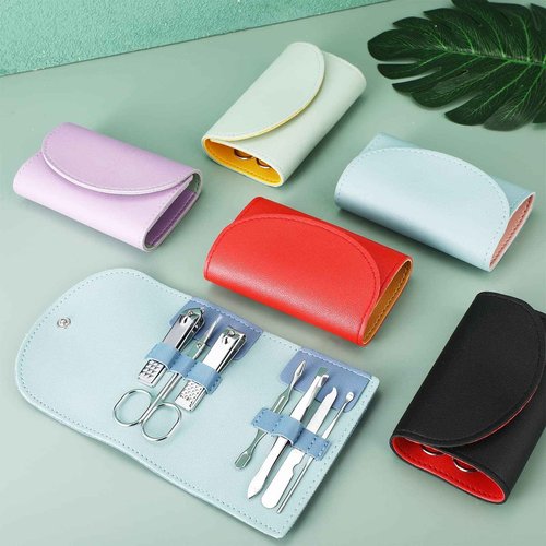 Lanties 12 Set Manicure Set Bulk Mini Manicure Nail Clipper Kit 7 in 1 Stainless Steel Professional Nail Care Pedicure with Travel Portable Bag Grooming Kits for Christmas Women Men Home(Multi Color)