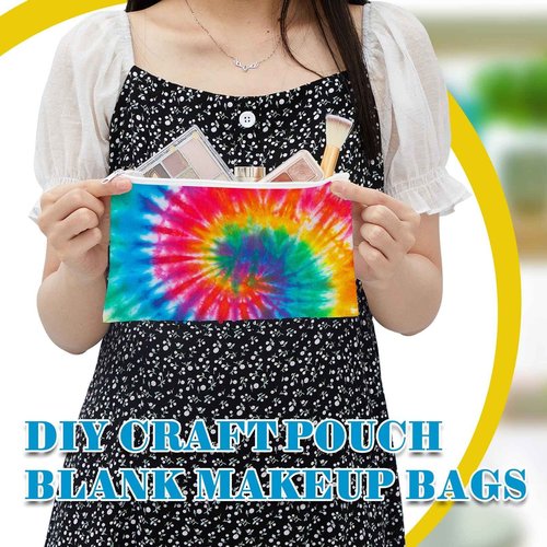 Silkfly 30 Pcs White Cotton Makeup Bags for Tie Dying Kit Items Things to Tie Dye Blank Cotton Cosmetic Bags Multi Purpose for Large Groups Party DIY Project(8.3 x 5.3 Inch)