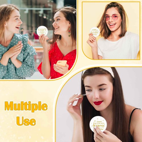 Y1tvei Inspirational Compact Mirror Bulk - 36Pcs White Gold Mini Portable Round Pocket Purse Makeup Mirrors, Sometimes You Forget You're Awesome Gift for Women Lover Coworker Friends Party Favors
