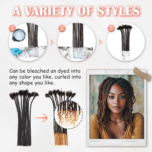 Teresa 0.4cm & 0.8cm Width 100% Human Hair Dreadlock Extensions for Men/Women/Kids, Full Hand-made Locs Extensions Human Hair (8 Inch/20 Strands,Natural Black)