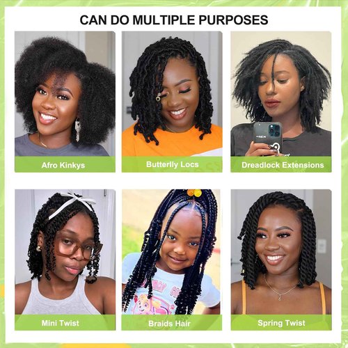 poetically 10 Inch Afro Kinkys Bulk Human Hair Kinky Twist Hair 50g Dreadlock Extensions for Soft Locs Natural Black Kinky Curly Afro Twist Hair