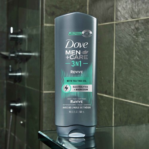 Dove Men+Care Post-Workout Body Wash For Men 3N1 Revive With Tea Tree Oil 18 oz