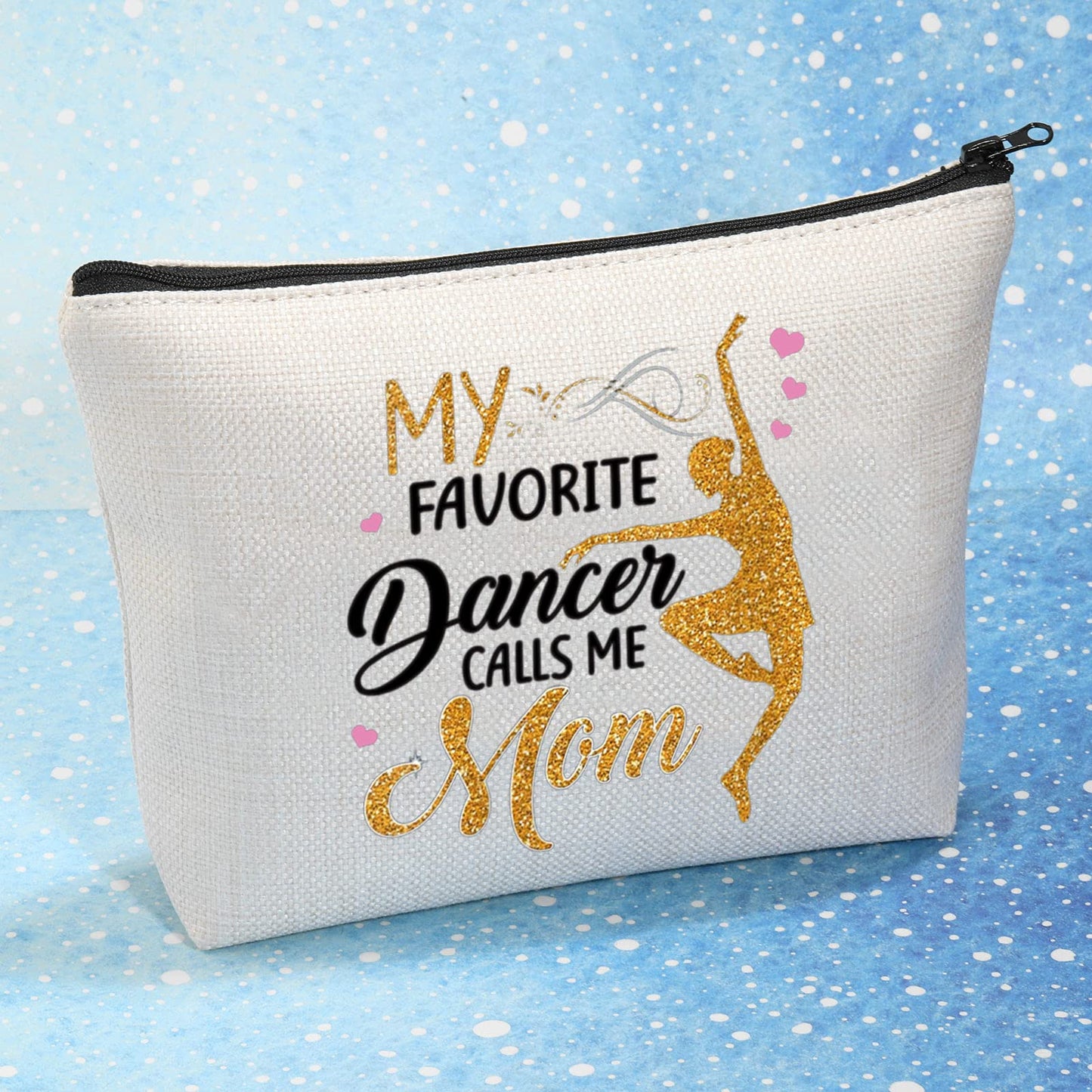 MEIKIUP Dance Mom Gift Ballet Mom Makeup Bag Dance Womens Gift My Favorite Dancer Calls Me Mom Travel Zipper Cosmetic Bag (Dancer Calls Me Mom bag)