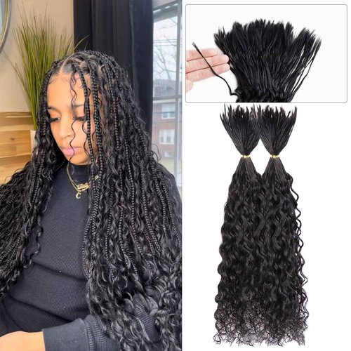Amzluck Pre-Divided Human Braiding Hair for Boho Braids Water Deep Wave Human Hair Bulk for Braiding Curly Human Hair for Boho Locs Boho Crochet Braids Human Hair Extensions (1B, 16""-320Strands)