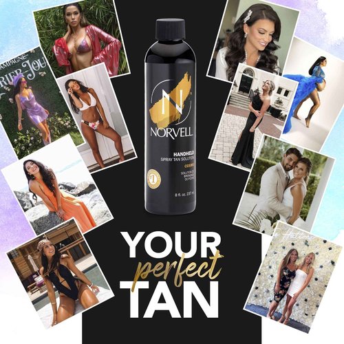 Norvell Spray Tan Solution Cosmo 8 fl oz – Professional Sunless Tanning Formula With a Blend of Warm Brown & Cool Violet Brown Undertones, Long Lasting Handheld Self Tanning Spray