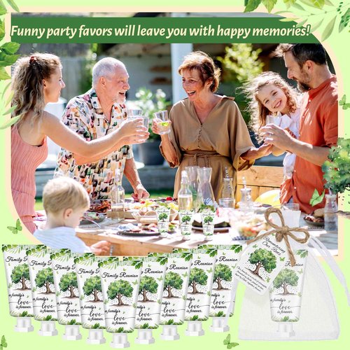 Dansib 60 Sets Family Reunion Favors Hand Lotion Cream Gifts Bulk Family Reunion Game Decorations with Card Organza Bags for Table Centerpieces Party Decor