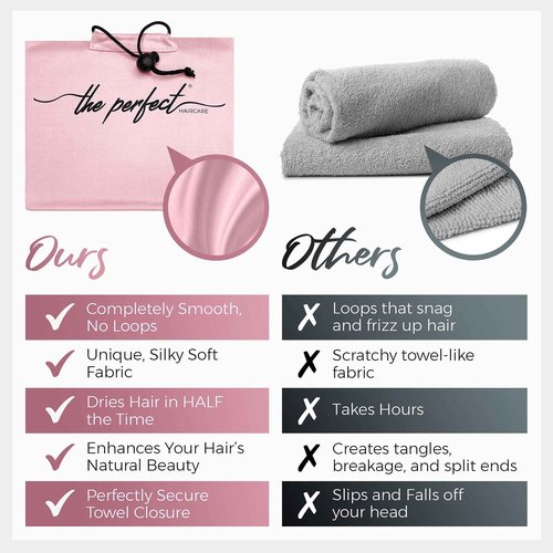THE PERFECT HAIRCARE Curly Hair Girls Microfiber Plopping Towel Set - Anti-frizz Silky Smooth Hair Drying Wrap for Women - Super Absorbent Large Hair Towel + 2 Scrunching Towels to Micro Plop