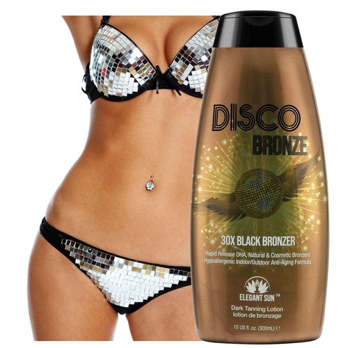 Disco Bronze Tanning Lotion with Bronzer – Bronzing Accelerator 30X DHA Indoor/Outdoor Tanning Bed Lotion for Men & Women, DHA Self Tanner, Skin Firming Ingredients, Hypoallergenic, Get Dark Fast