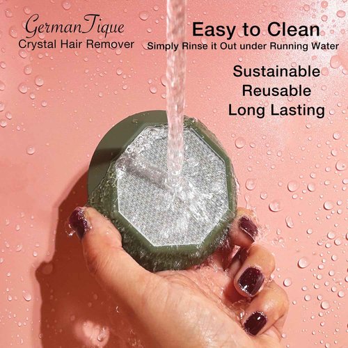 GERMANTIQUE Crystal Hair Eraser,Upgraded Crystal Hair Remover Diamond,Painless and Effective Nano Glass Hair Removal Stone and Skin Exfoliation,Natural Epilator for Women and Men(Olive Green)
