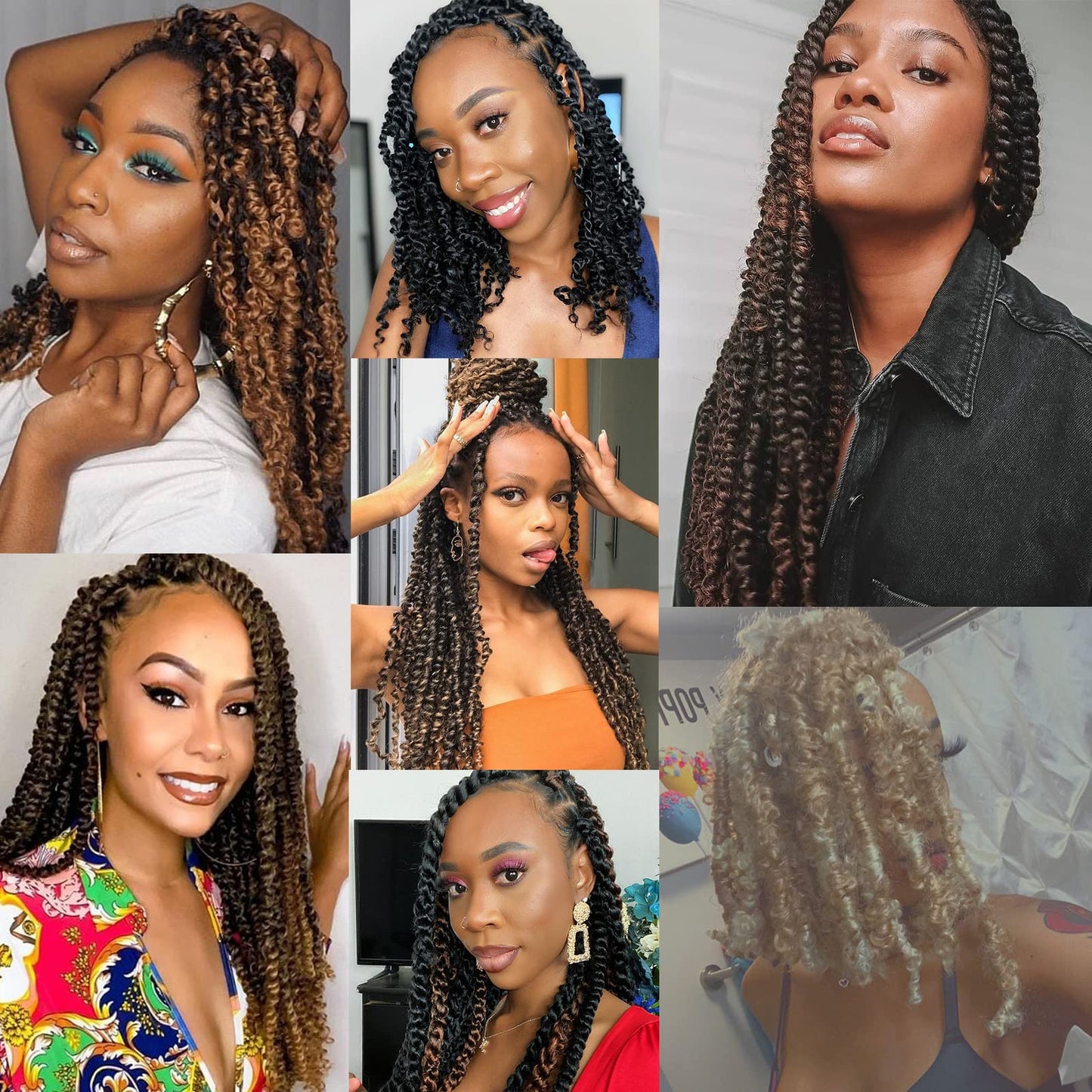 24 Inch Passion Twist Hair 7 Packs Natural Black Water Wave Crochet Braids Hair for Butterfly Locs Crochet Hair Synthetic Braiding Hair Extensions for Women (24 Inch,1B#)