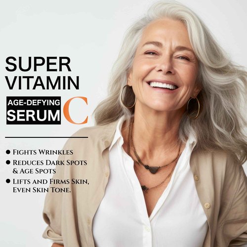 Super Vitamin C Serum for Women over 70, Wrinkle Cream for Face, Anti Aging Cream, Hydrates, Softens, Lifts and Firms Super Vitamin C Serum (30ml, Orange)