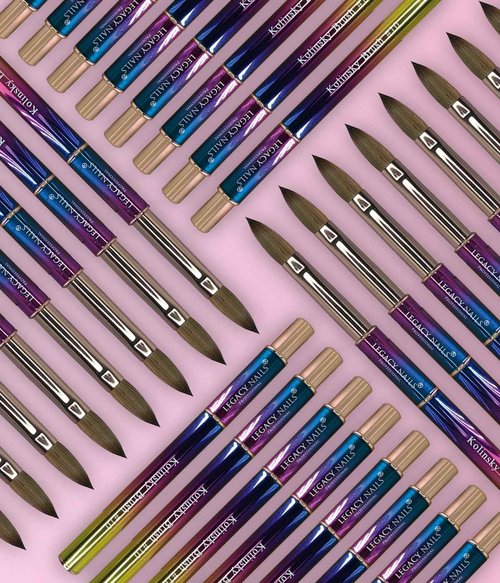 Legacy Nails Professional Multicolor Kolinsky Nail Brush #8 - Perfect For Sculpting Acrylic Nail Extensions Flexible bristles Light weight