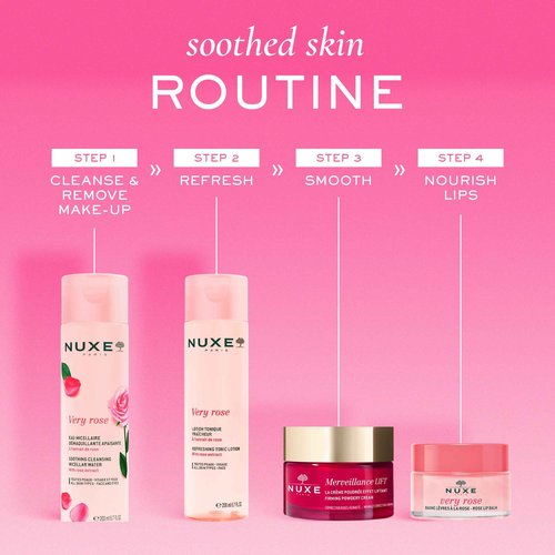 Nuxe Very Rose 3-in-1 Micellar Water, Soothing Facial Cleanser and Makeup Remover, with Rose Extract for Face & Eyes, 6.7 Fl Oz
