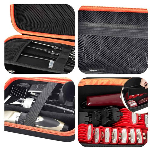 HUIMSWARM Barber Supplies Case for Most Hair Clippers, Scissors, Combs, Charging Cables, and Other Accessories - Hard Travel Case, Black
