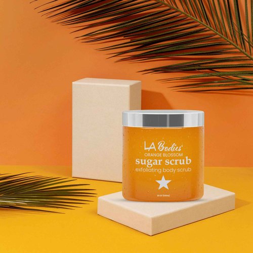 LA Bodies Sugar Scrub Exfoliating with Orange Blossom and Other Natural Ingredients for Body Scrub and Foot Scrub - Soft Scrub for Nourishing Essential Skin Care, 20 oz (592 mL), Made in USA