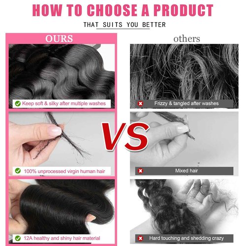 Troskamar Human Hair Bundles 22 Inch Body Wave Bundles Human Hair 100% Unprocessed 12A Brazilian Raw Virgin Hair Single One Bundle Real Human Hair Extensions Natural Color