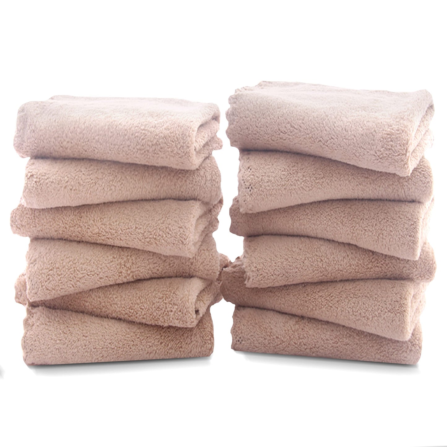 TENSTARS 12 Pack Premium Washcloths Set - Quick Drying - Soft Microfiber Coral Velvet Highly Absorbent Wash Clothes - Multipurpose Use as Bath Fitness, Spa, Facial, Fingertip Towel (Brown)