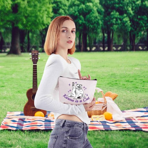BLUPARK Album Inspired Gift Cat Lover Makeup Bag Singer Merchandise Gift Singer Inspired Cosmetic Bag for Fans (Karma Cat)