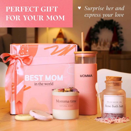Luxvine Best Mom in the World Mothers Day Gifts Set - Gifts for Mom from Daughter Son Relaxing Gifts for Women Set – Gift for Any Occasion – Mom Birthday Gifts Box – Gift Box for Mother's Day