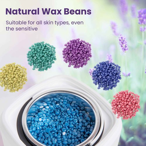SUNVIVIPRO Wax Warmer Pot with 5 Bag Hard Wax Beads, Wax Kit Digital Hair Removal Waxing Kit for Women & Men, HotWax Melt Warmer Kit for Full Body, Legs, Face, Bikini,Sensitive skin, White