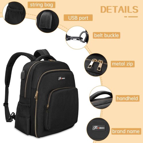 TORIBIO Barber Supplies Bag for Clippers and Supplies, Hairstylist Clipper Portable Backpack for Barber Tools (Black + Gold)