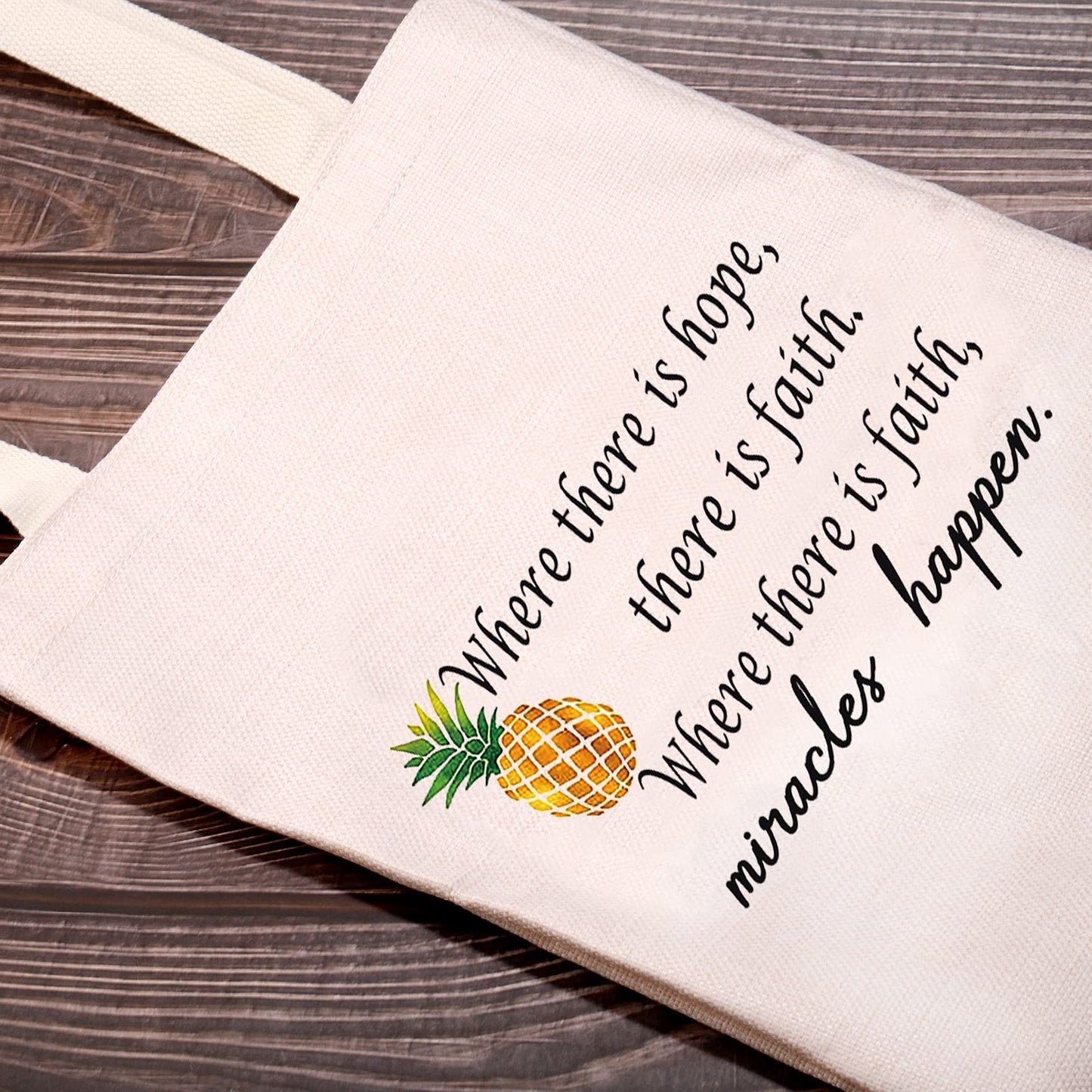 G2TUP IVF Faith Makeup Bags Motivational Infertility Pineapple Gift for Warrior Dad Mom Transfer Day Infertility Encouragement (Pineapple tote bag)