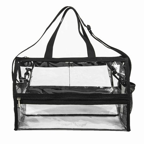 Jula Vance Game Changer Travel Actor Kit Clear Vinyl PVC Cosmetic Makeup MUA Kits Organizer Bag Stadium Approved Clear Tote Gym Work Bag with Adjustable Strap for Home,Work,Concerts, Sports Events