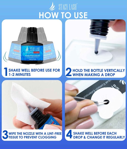 Stacy Lash Extra Strong Evolution Eyelash Extension Glue 10ml & STL-1 Isolation Tweezers for Extensions/Black Adhesive 1-2 Sec Drying Time/Precision Stainless Steel Tool/Professional Supplies