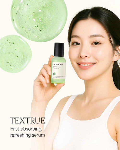 ABOUT ME SOOP Calming Aqua Serum – Korean 53.4% Jeju Cypress Water Bursting Capsules Serum for Sensitive Skin – Daily Barrier Repair with Centella & Tea Tree – Korean Skin Care – 1.69oz, 50ml