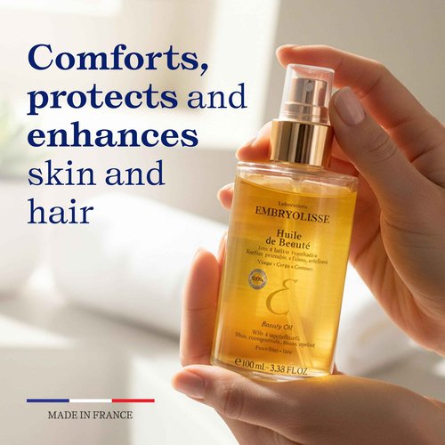 Embryolisse Beauty Oil, Hydrates, Protects and Beautifies Face, Body and Hair. Lightweight, Non Greasy Body Oil for All Skin Types, 3.38 Fl Oz