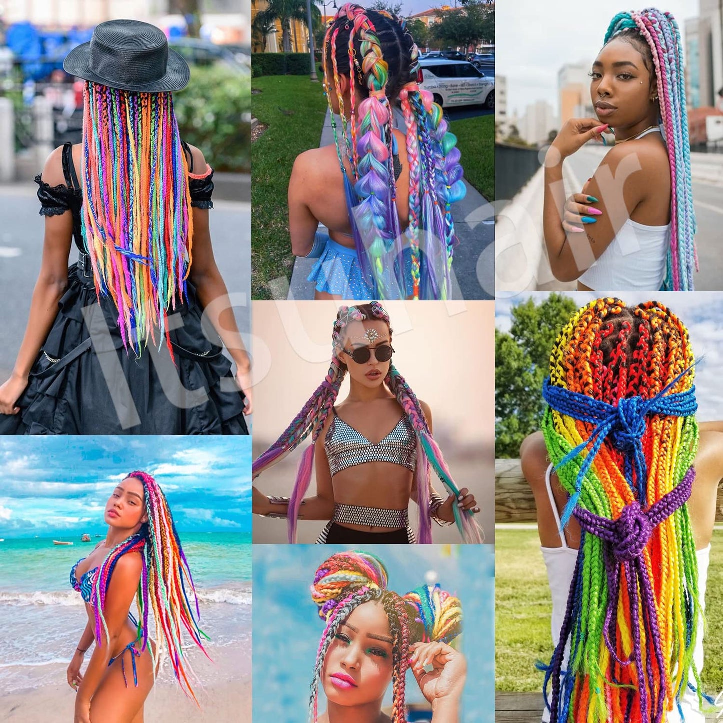 Braiding Hair Pre Stretched Colored Braiding Hair Extensions for Braids 26inch 6pcs Ez Braid Prestretched Multicolor Braid Hair