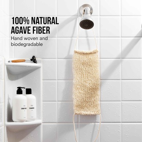 Public Goods Exfoliating Body Scrubber | Ayate Bath Strip for Shower | Back Scrubber Made with Natural Agave Fibers for Exfoliation | Plant-Based Loofah Alternative | 25 in. x 4 in. | 1 Count