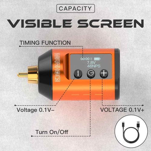 Tattoo Gun Kit, Wormhole Tattoo Kit Wireless Tattoo Machine Kit with 1,500 mAh Capacity Wireless Power Supply Digital LED Display Tattoo Pen Kit WTK257